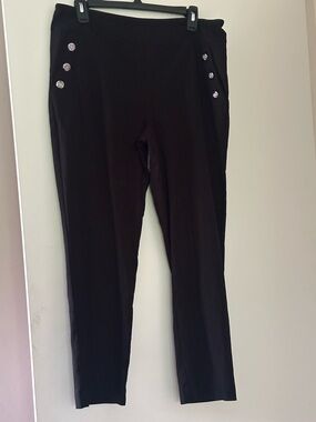 Counterparts Black Skinny Ponte Pants with Decorative Buttons